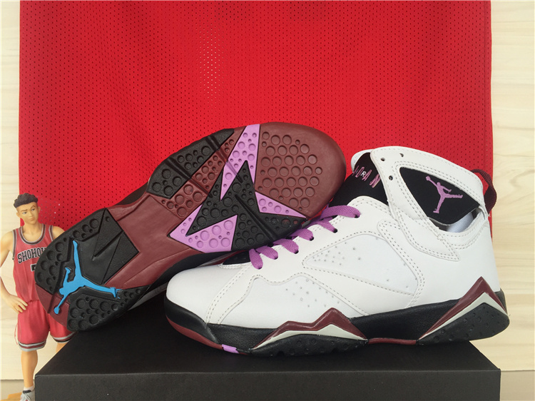 New Women Air Jordan 7 GS Fuchsia Glow White Purple Black Shoes